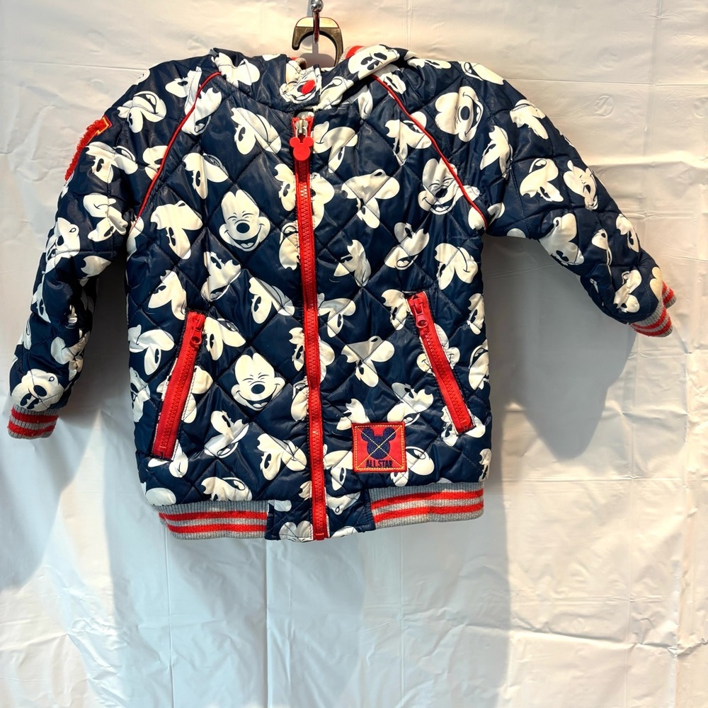Disney Mickey Mouse Puffer Jacket Navy White sees SZ 3T NWOT - Picture 2 of 15